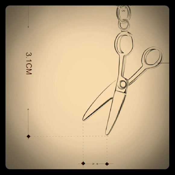 .925 sterling silver scissors charm - Picture 2 of 4